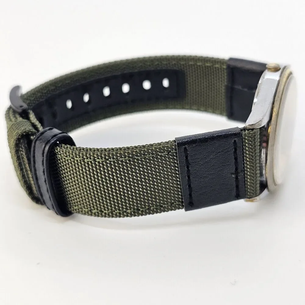 VTG Pulsar Men's Watch 35MM Gray Dial Day Date New Canvas‎ Bands New Battery